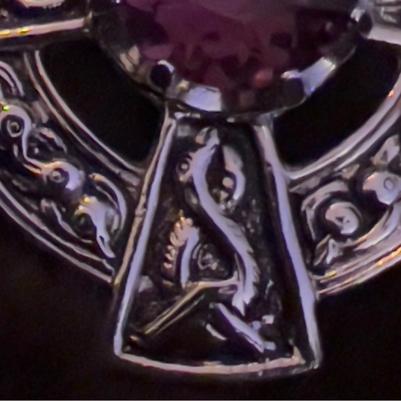 VINTAGE 1950'S Silver E.P Kilt Pin/Pendant with Faux Amethyst / Stamped SCOTLAND - Picture 6 of 12